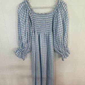 Sleeper Atlanta Dress in Blue Vichy, size Medium